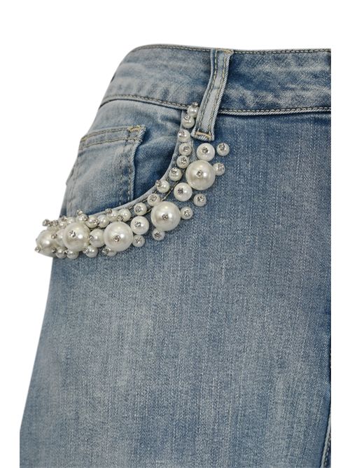 Jeans palazzo in denim con perle NO SECRETS | 261NS201BLEACH